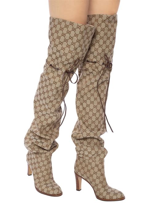 woman gucci boots|gucci print thigh high boots.